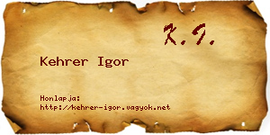 Kehrer Igor névjegykártya
